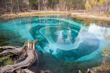 Необычное озеро на Алтае с постоянно меняющимися очертаниями