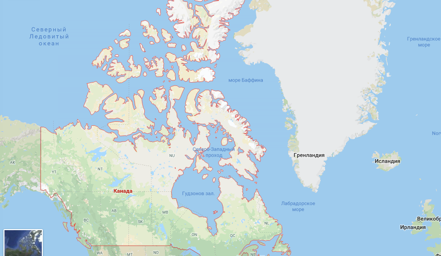 Большая Канада на карте мира